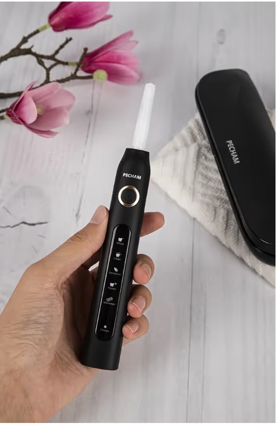 Звукова електрична зубна щітка PECHAM Black Travel PC-080 + річний запас насадок
