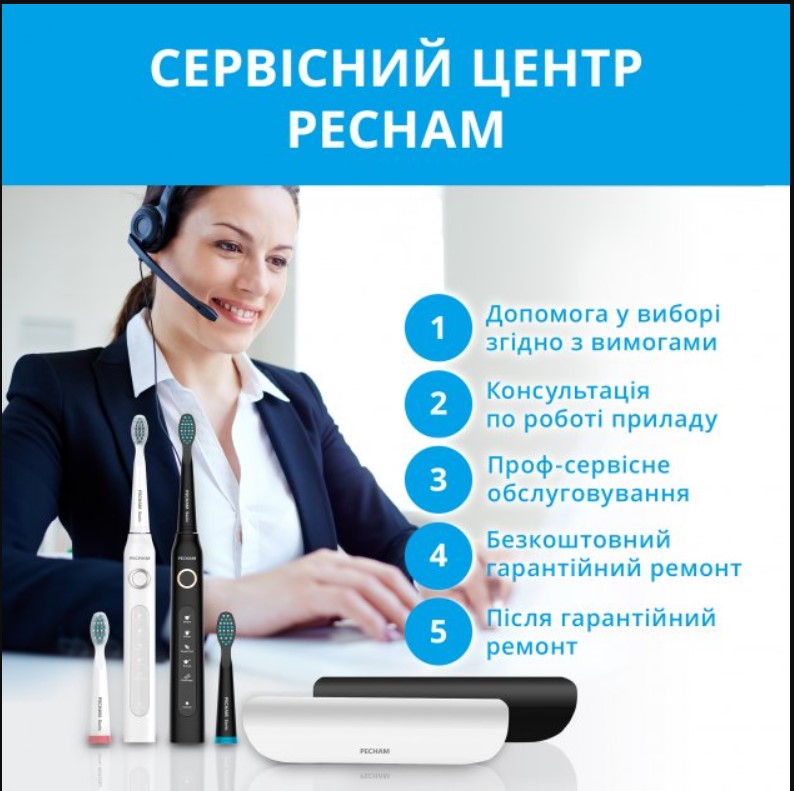 Набір звукових зубних щіток PECHAM Black and White Travel Set PC-084 + річний запас насадок