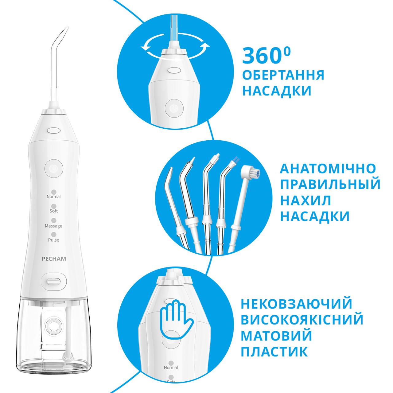 Іригатор Pecham travel white PC-1581 + річний запас насадок